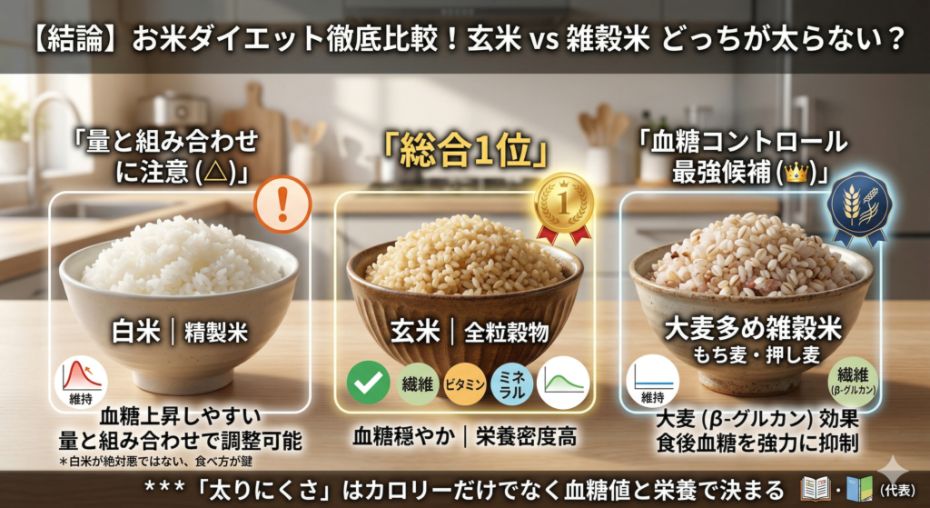 玄米 雑穀米 白米 痩せる 選び方